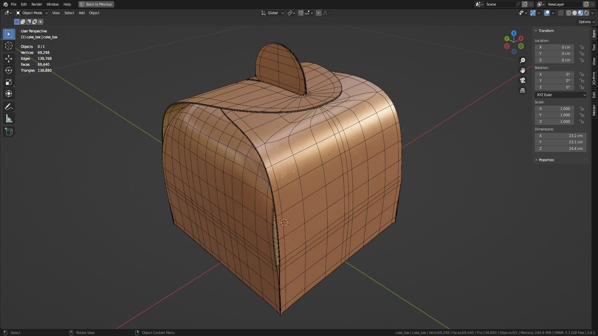 Empty packages cake box Low-poly 3D model_24