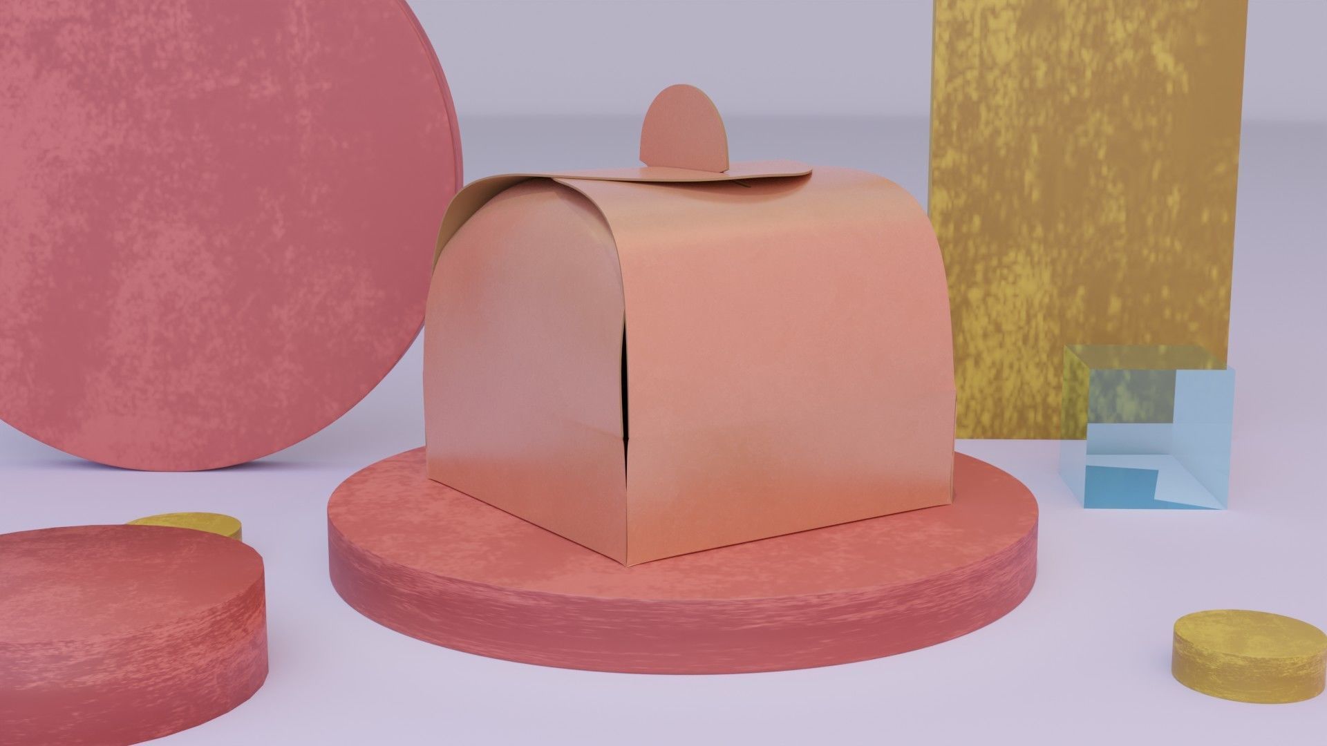 Empty packages cake box Low-poly 3D model_15