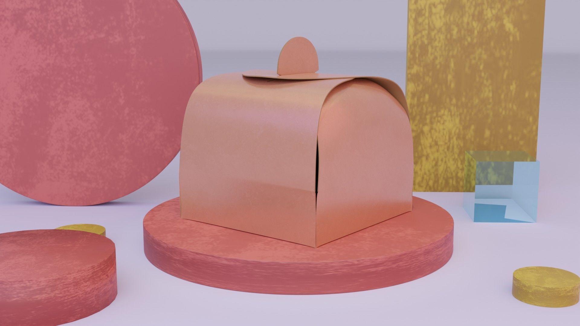 Empty packages cake box Low-poly 3D model_23