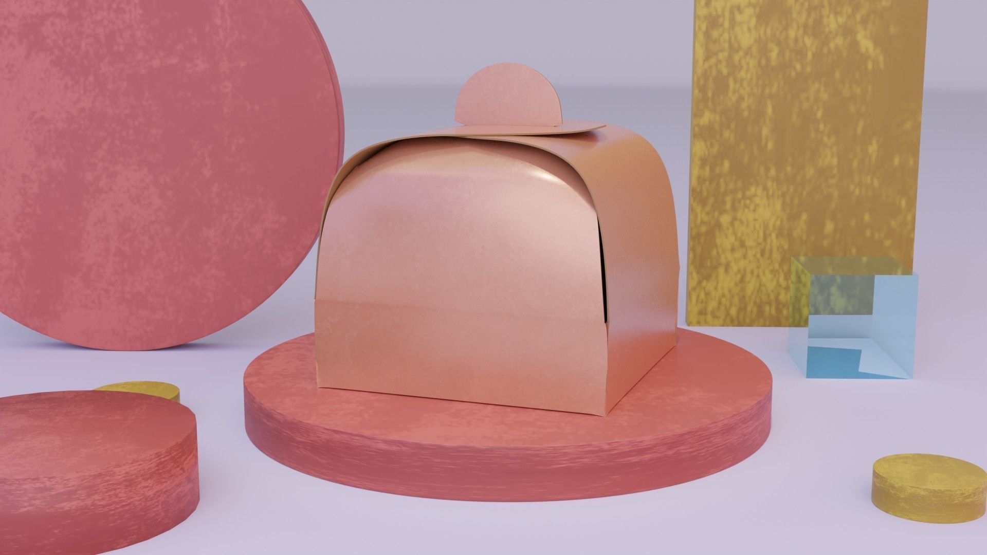 Empty packages cake box Low-poly 3D model_16