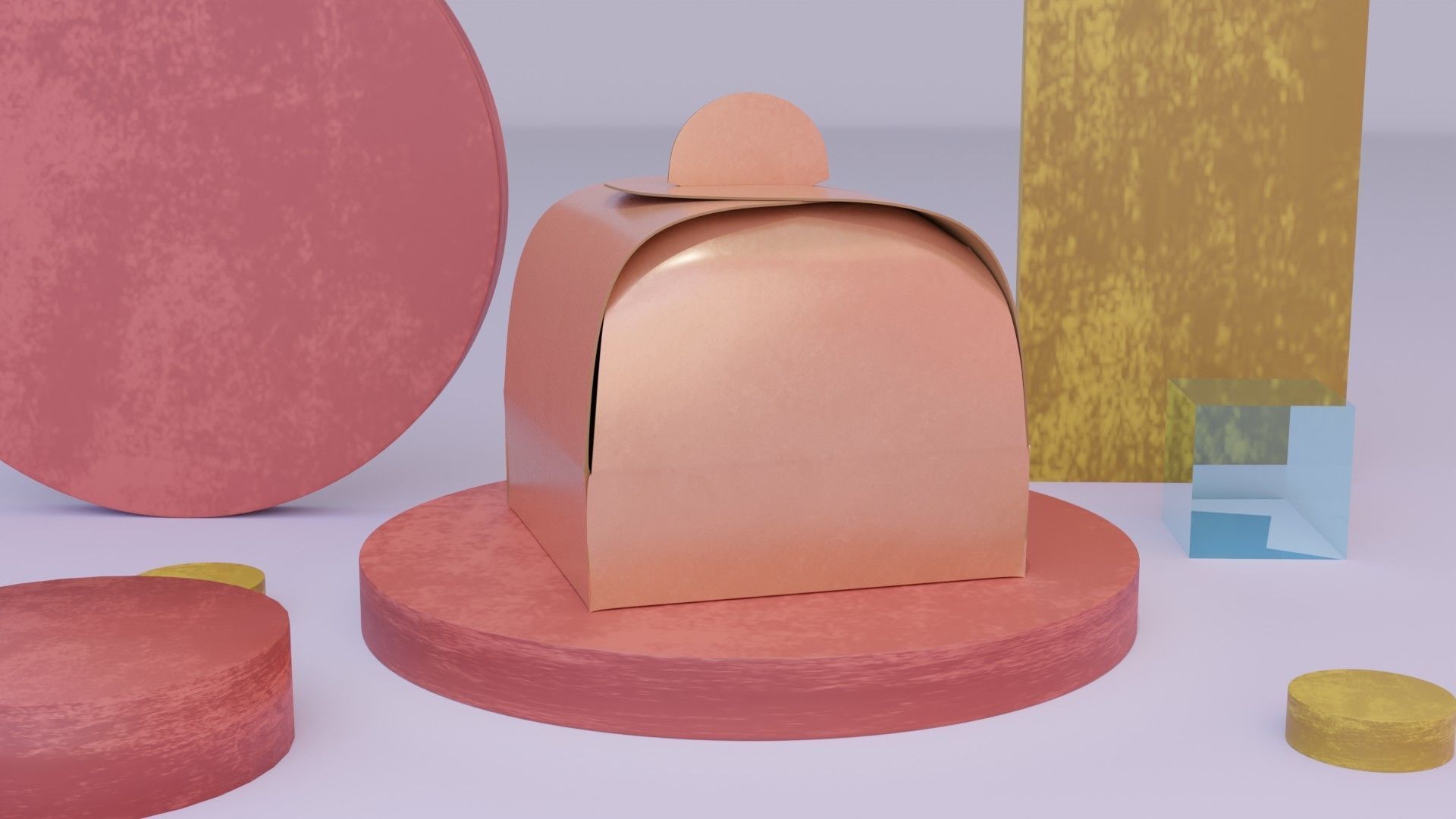 Empty packages cake box Low-poly 3D model_22