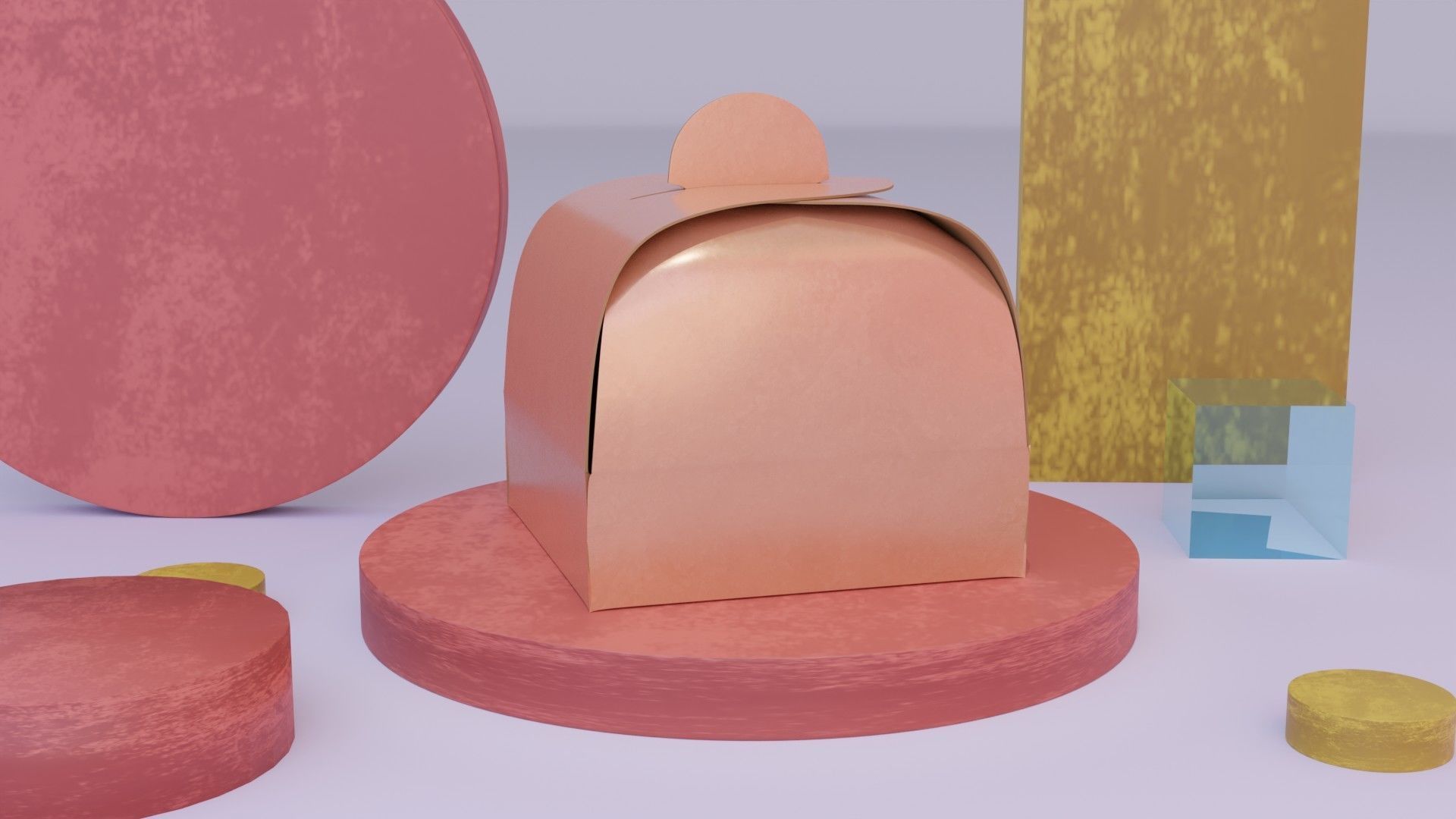 Empty packages cake box Low-poly 3D model_17