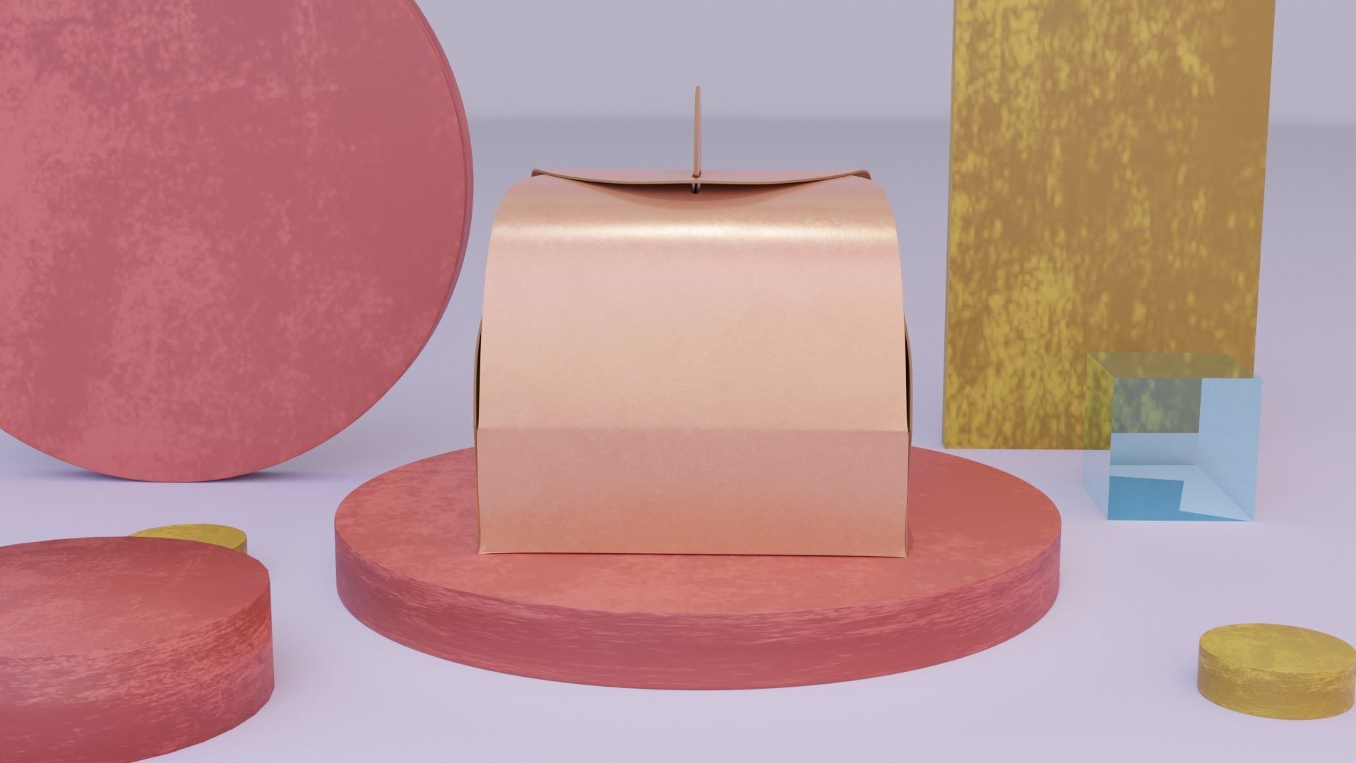 Empty packages cake box Low-poly 3D model_14