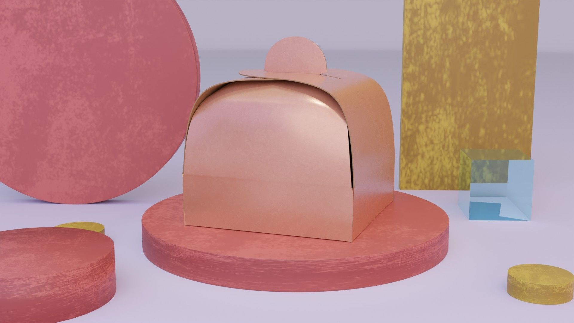 Empty packages cake box Low-poly 3D model_21