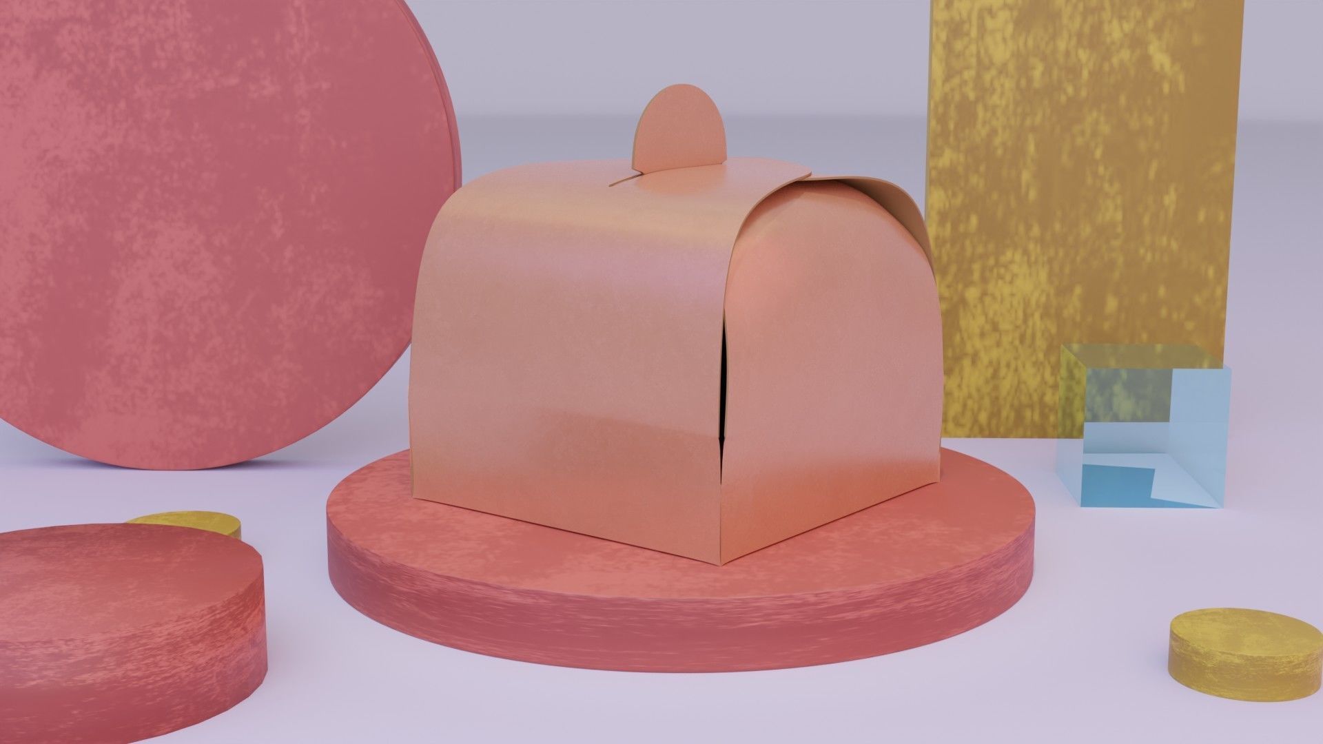 Empty packages cake box Low-poly 3D model_18