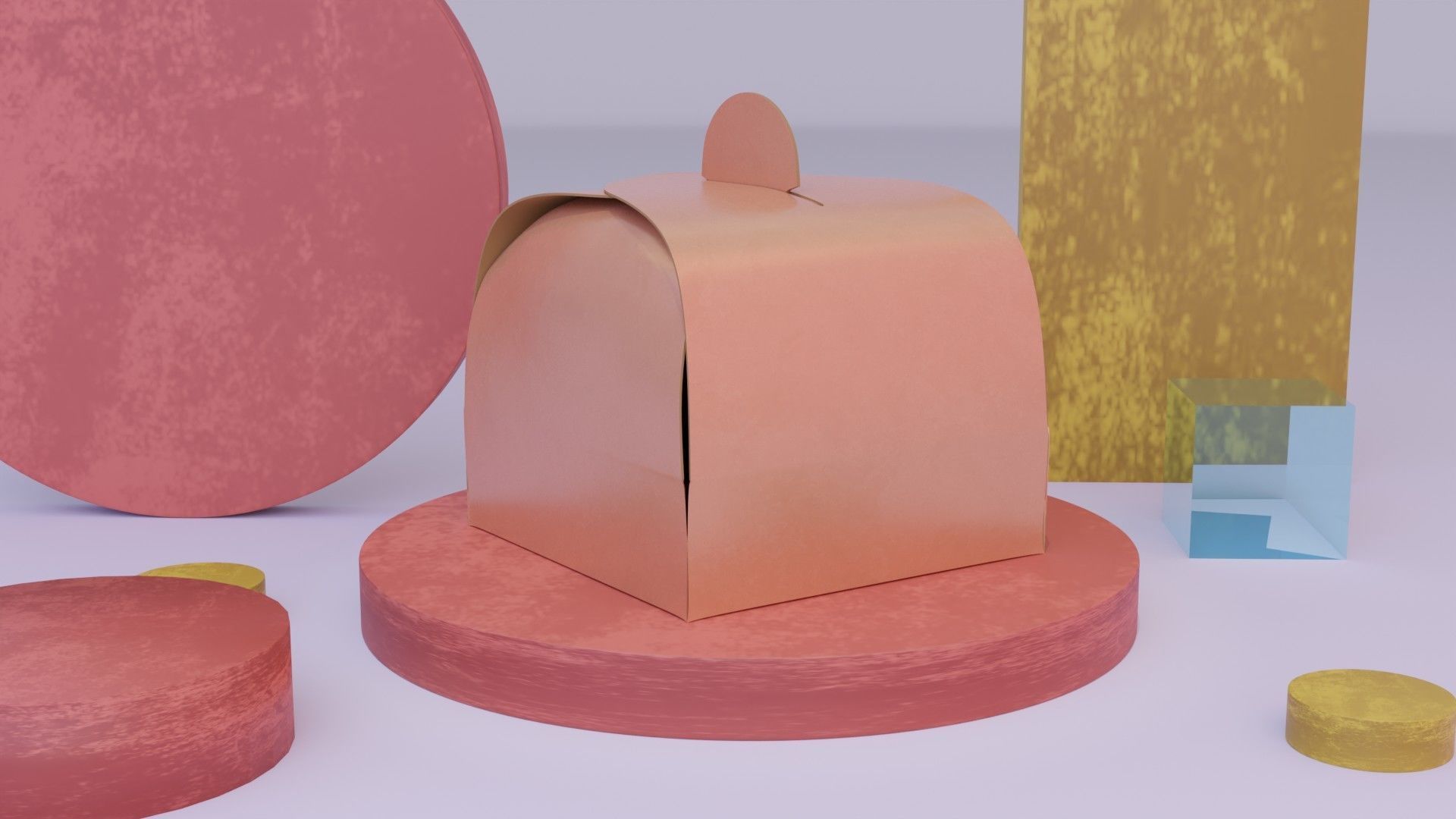 Empty packages cake box Low-poly 3D model_20