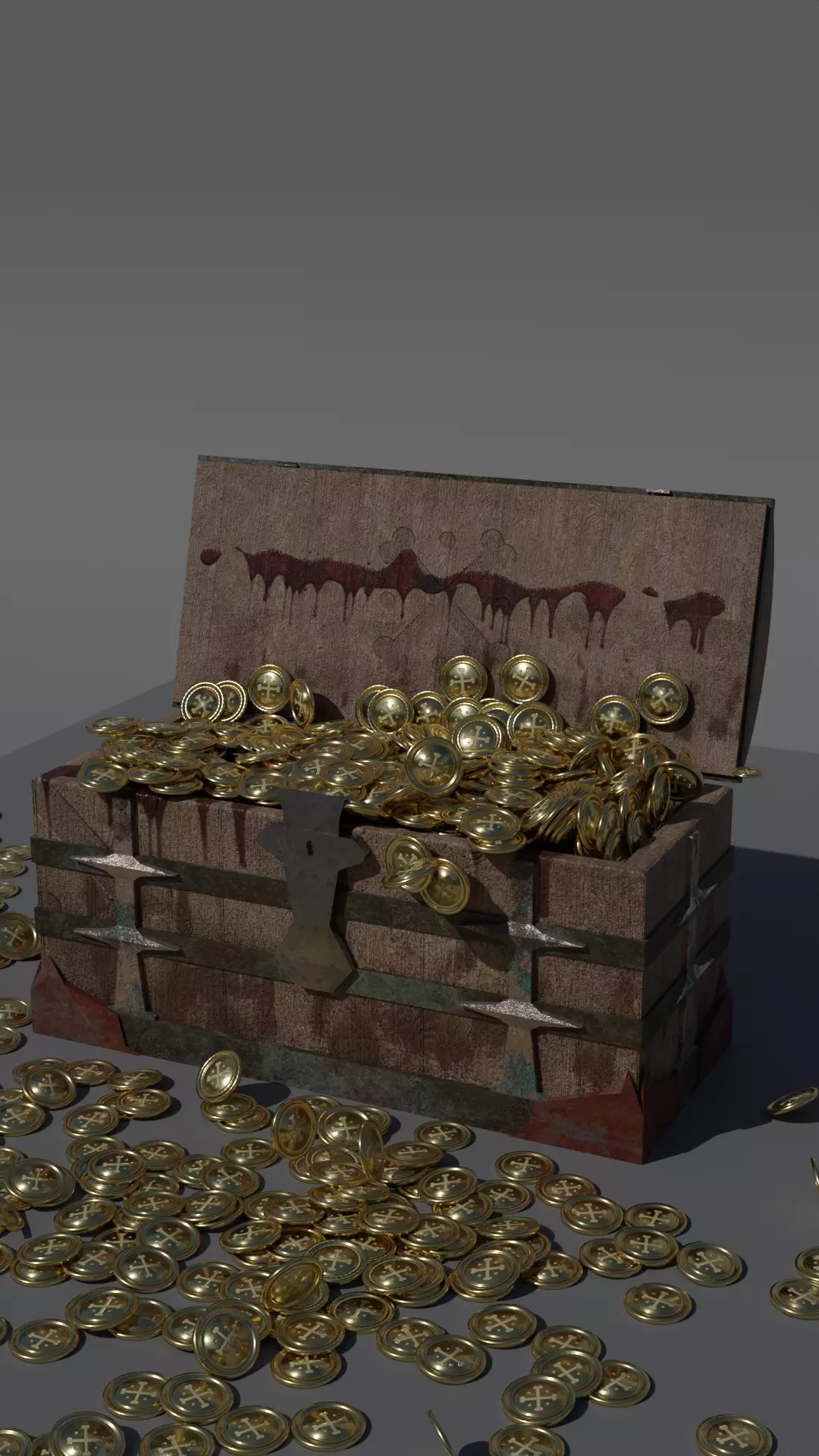 Pirate Chest with Golds 3D model_0
