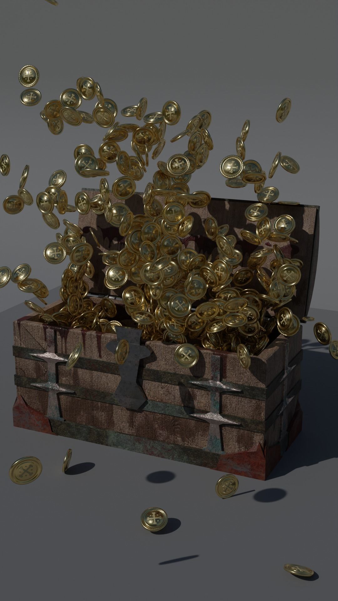 Pirate Chest with Golds 3D model_12