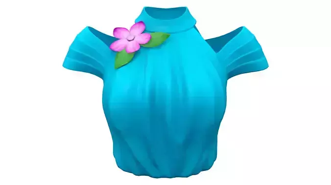 Off Cutout Shoulder Teal Top With Flower Pin