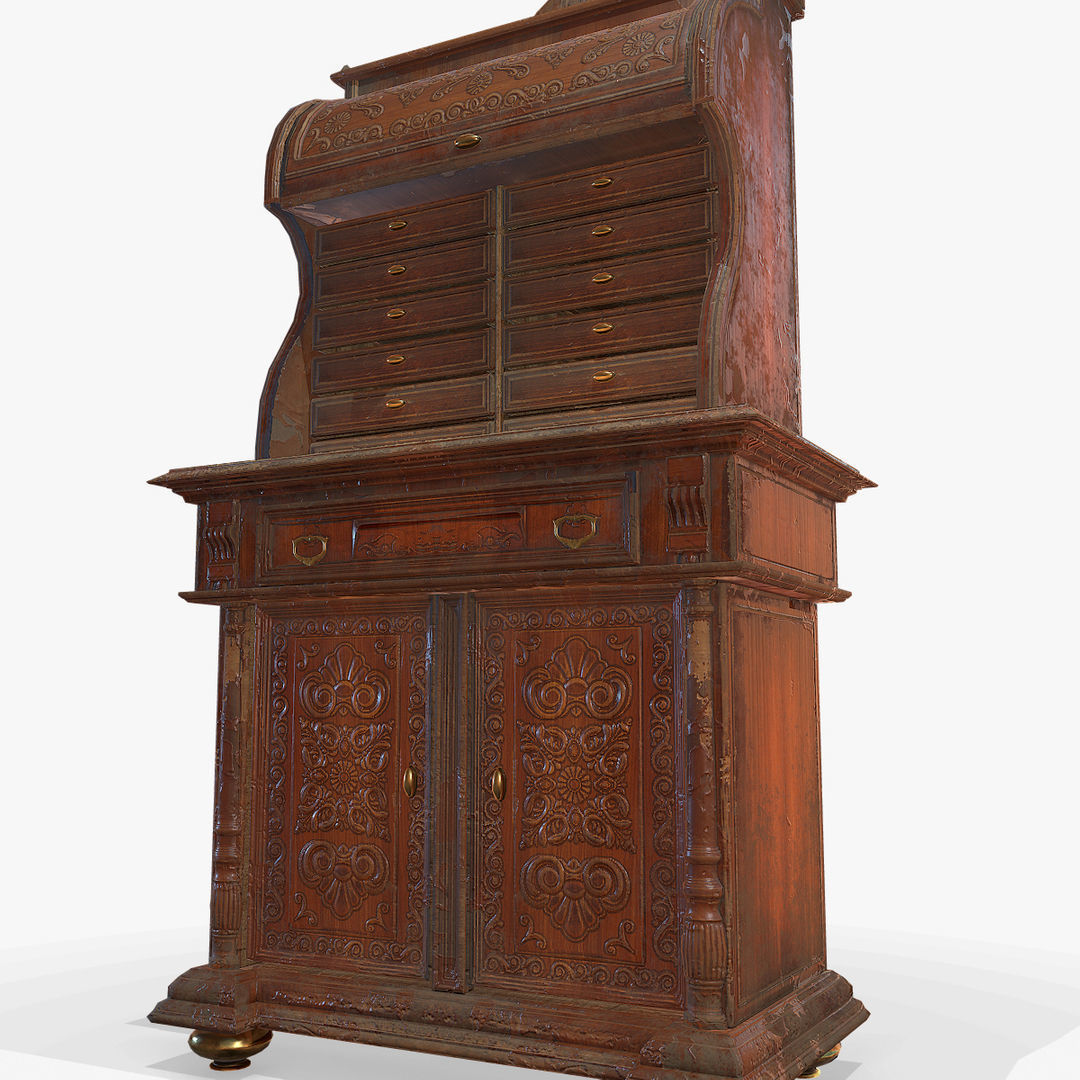 Antiquare Commode Low-poly 3D model_6