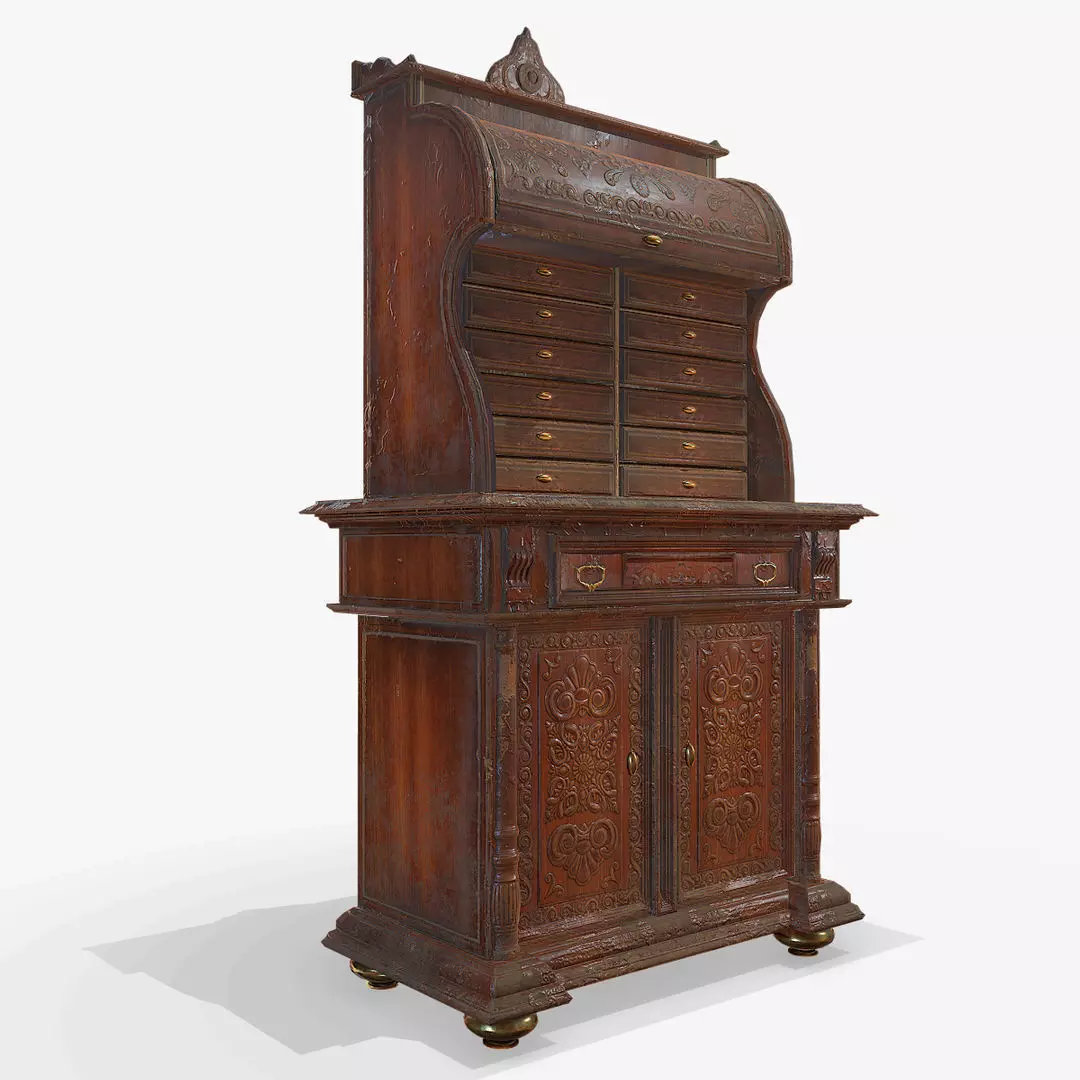 Antiquare Commode Low-poly 3D model_0