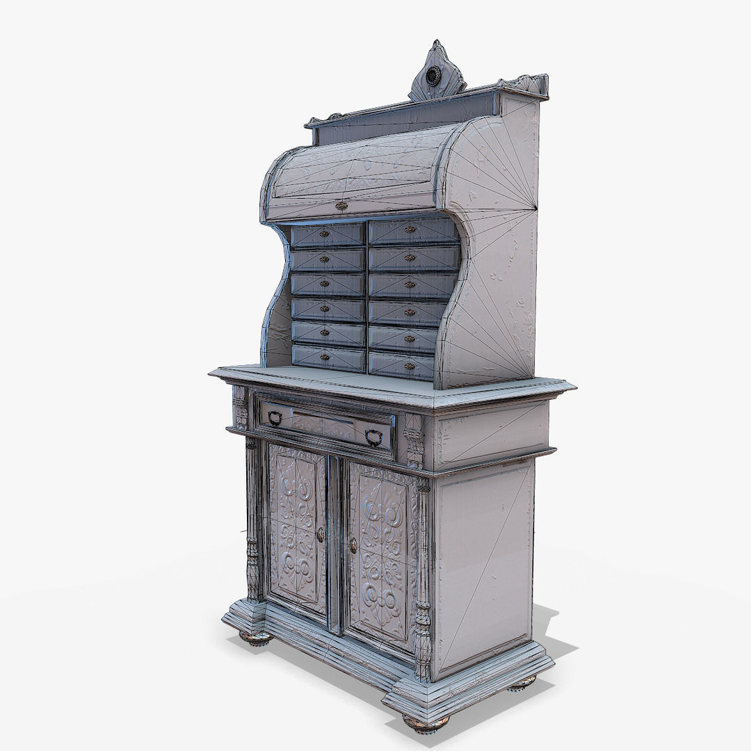 Antiquare Commode Low-poly 3D model_8
