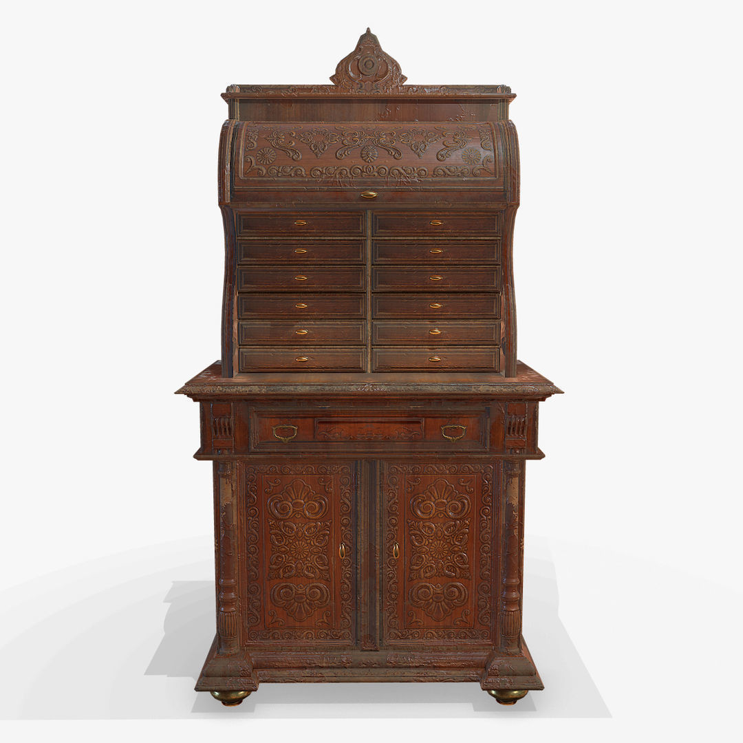 Antiquare Commode Low-poly 3D model_1