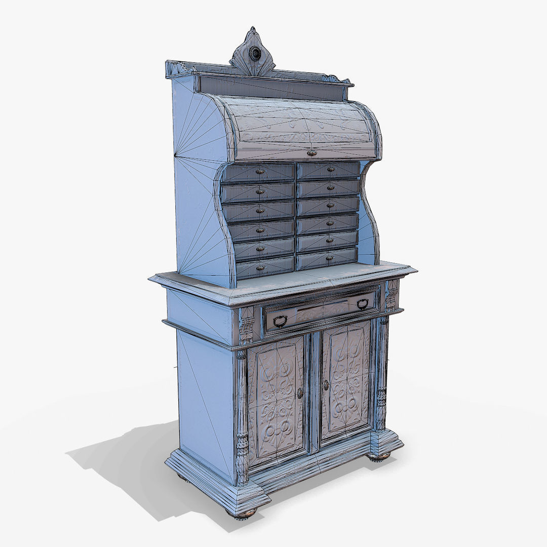 Antiquare Commode Low-poly 3D model_9
