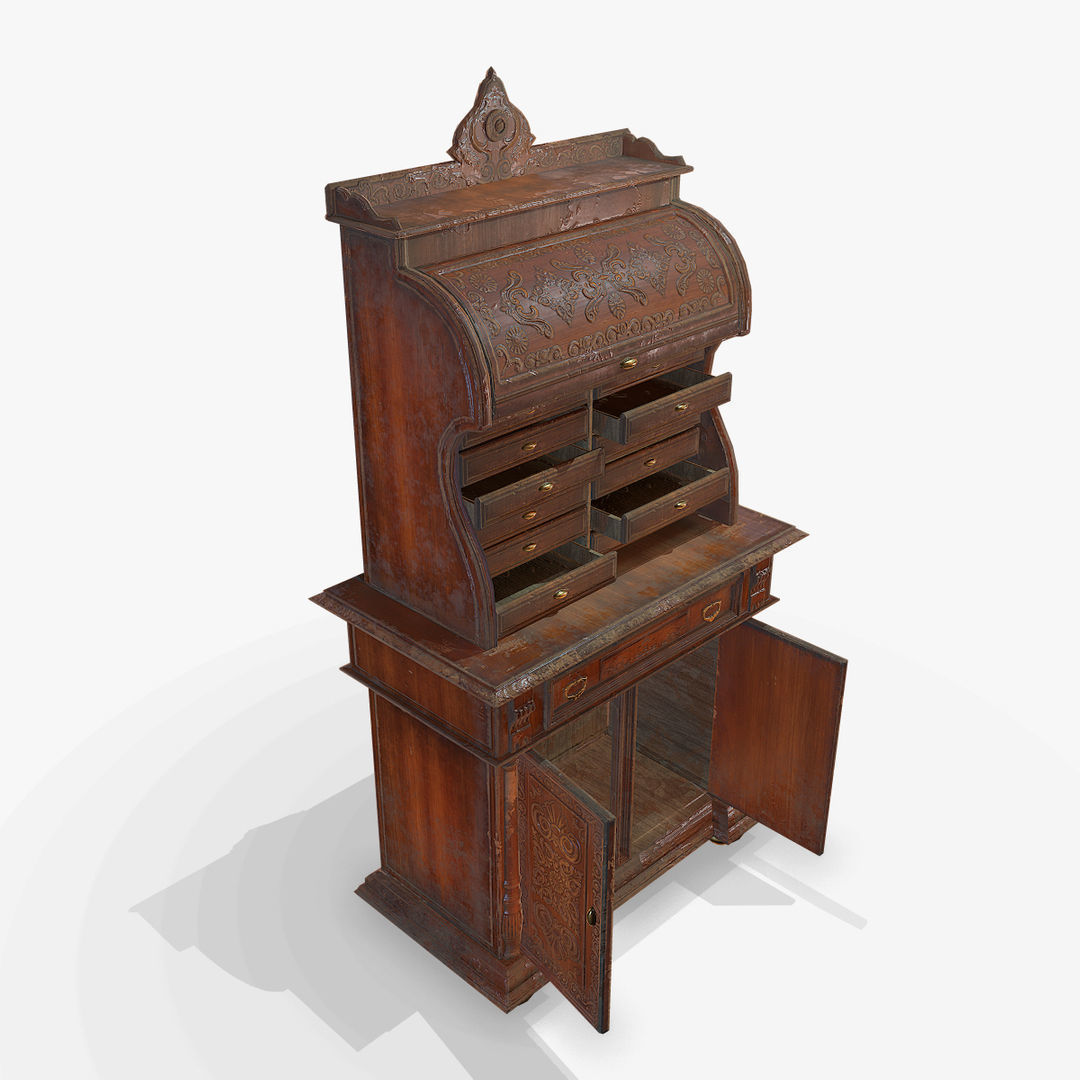 Antiquare Commode Low-poly 3D model_7