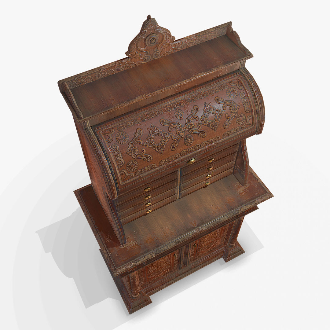 Antiquare Commode Low-poly 3D model_5