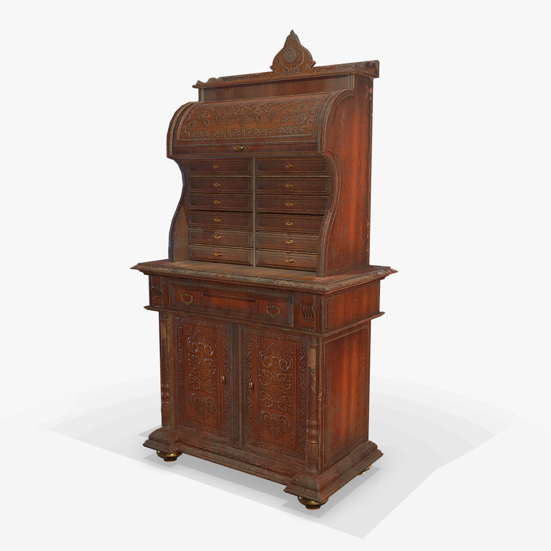 Antiquare Commode Low-poly 3D model_4