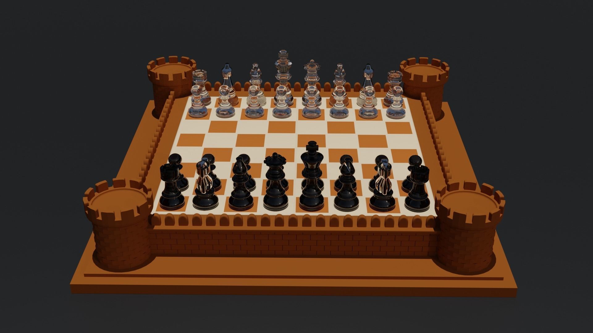 Glass Chess 3D model_2