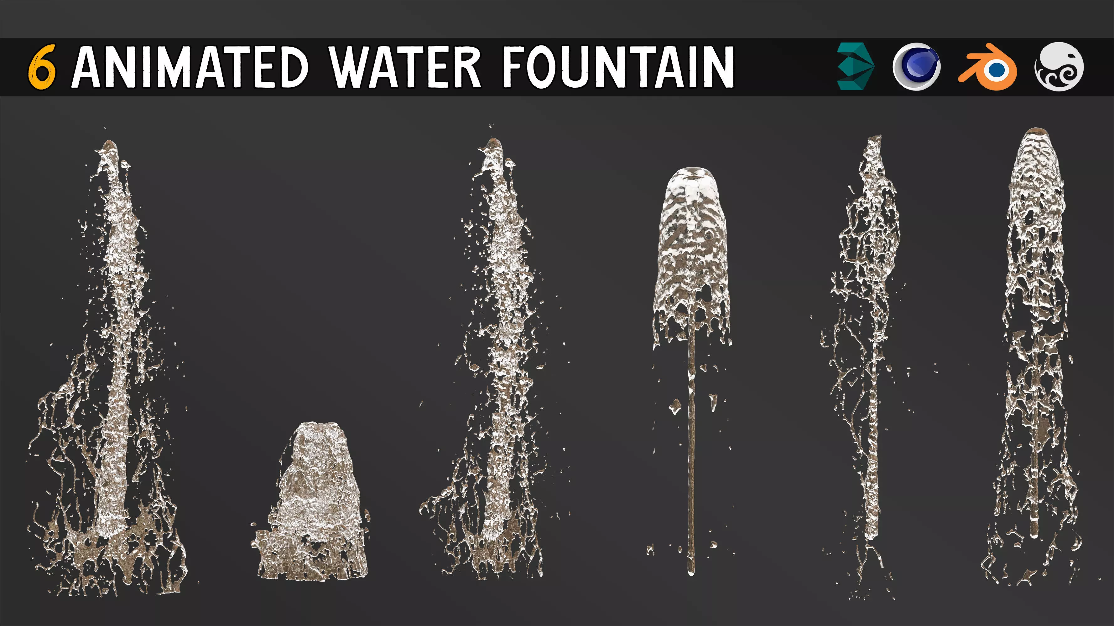 6 Animated water Fountain 3D model