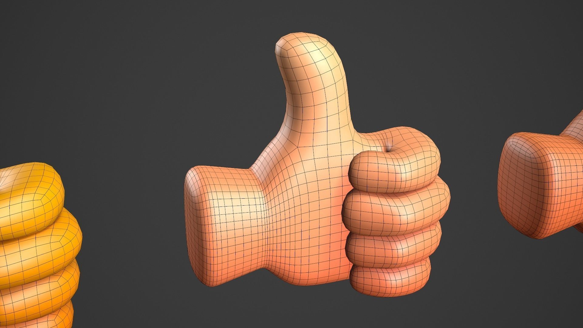 Thumbs Up Icon Low-poly 3D model_8