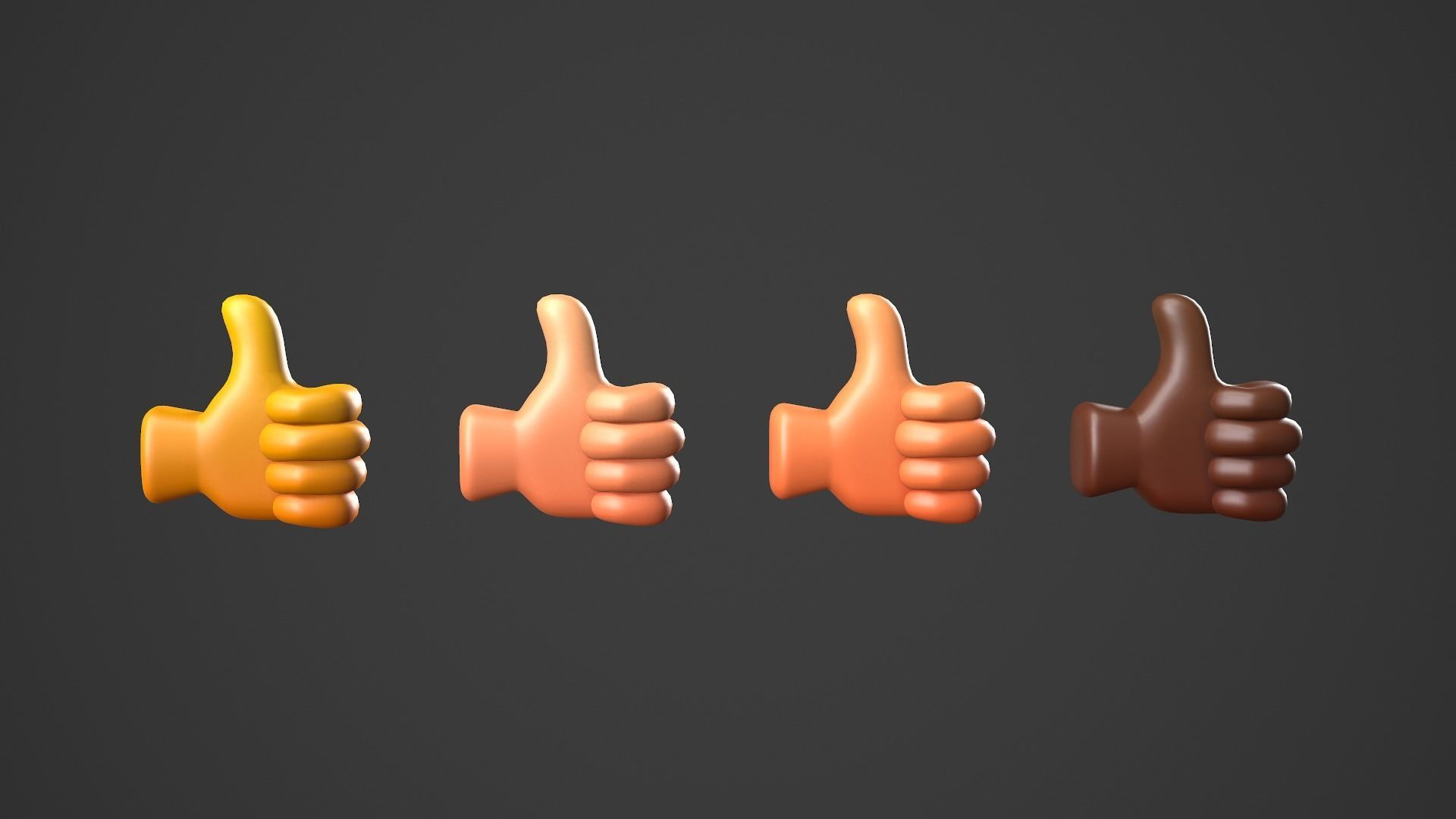 Thumbs Up Icon Low-poly 3D model_1