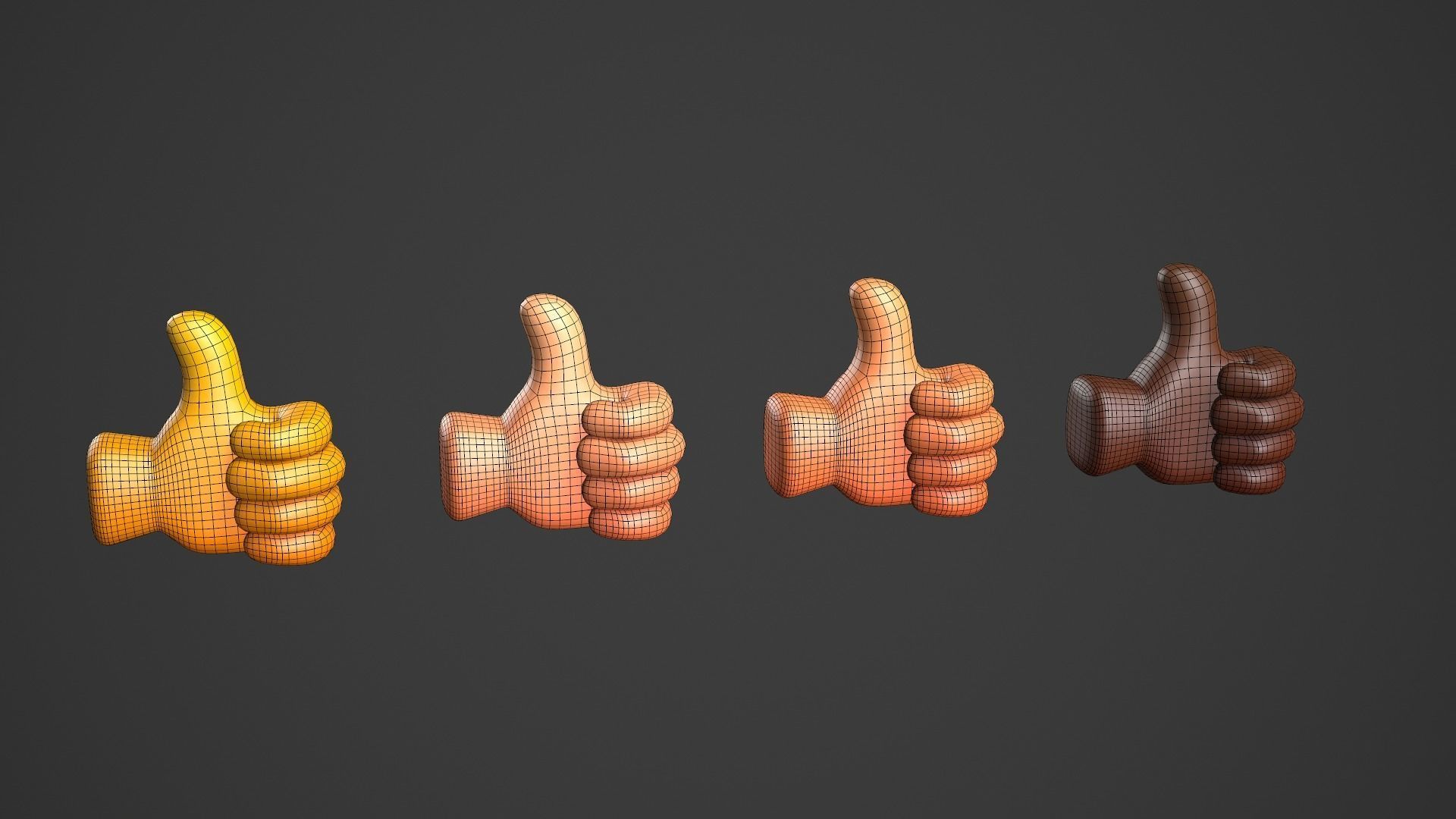 Thumbs Up Icon Low-poly 3D model_7