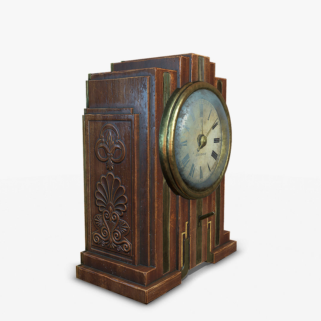 Antique Clock Low-poly 3D model_5