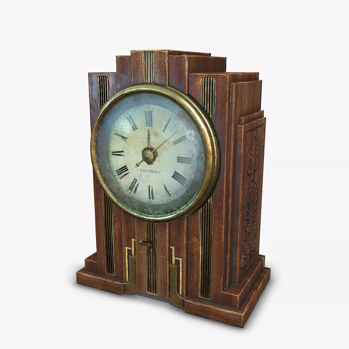 Antique Clock Low-poly 3D model_0