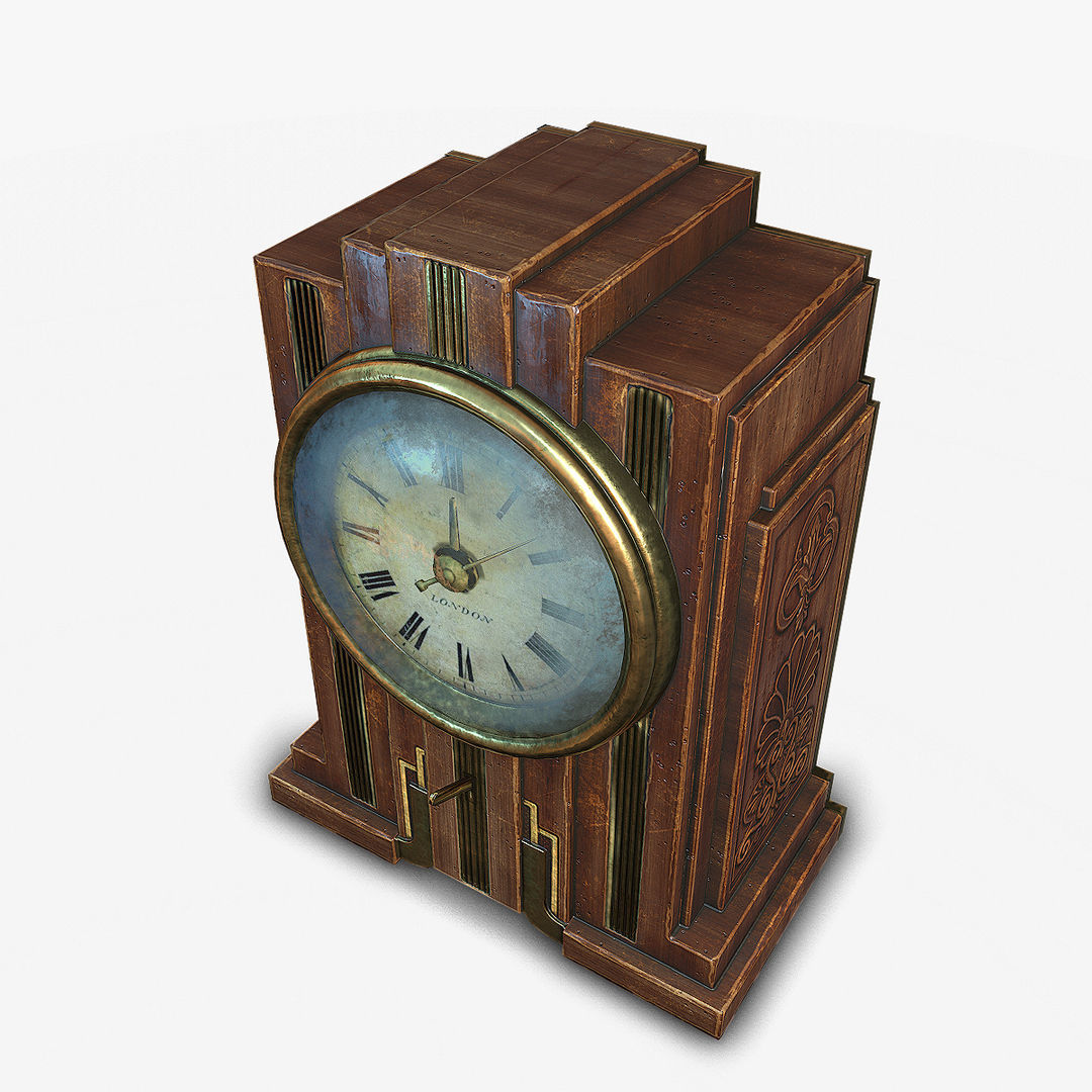 Antique Clock Low-poly 3D model_6