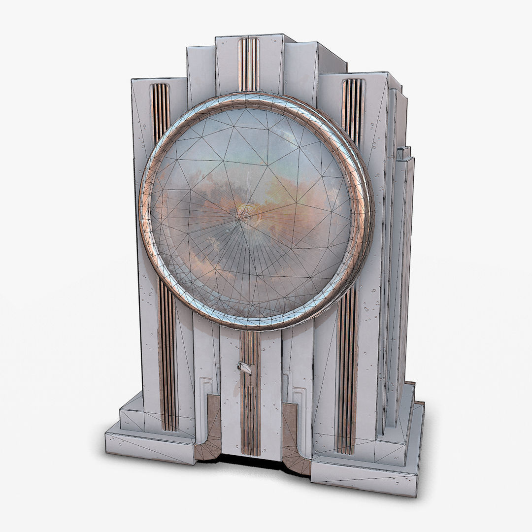 Antique Clock Low-poly 3D model_7