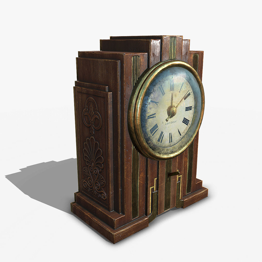 Antique Clock Low-poly 3D model_2