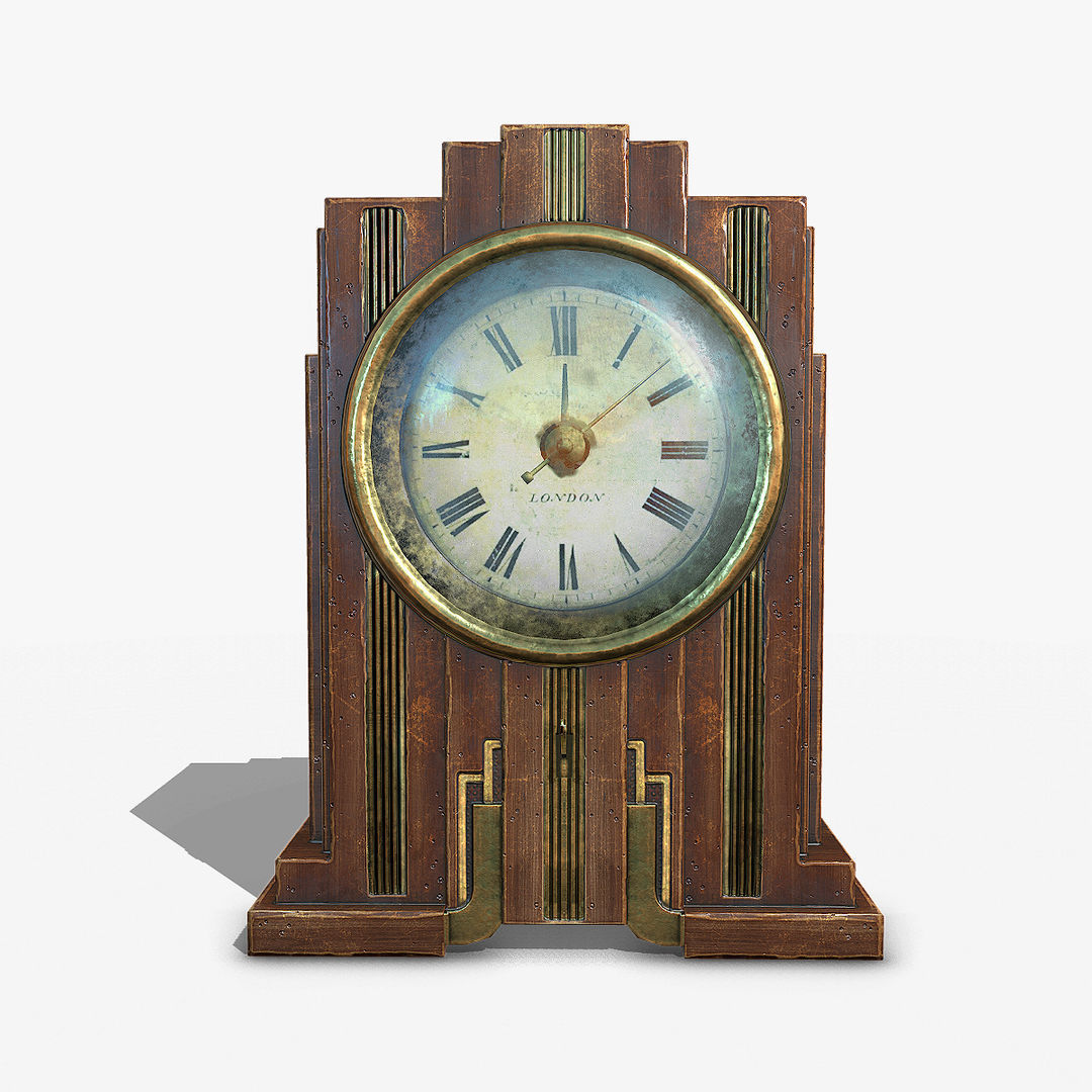 Antique Clock Low-poly 3D model_1