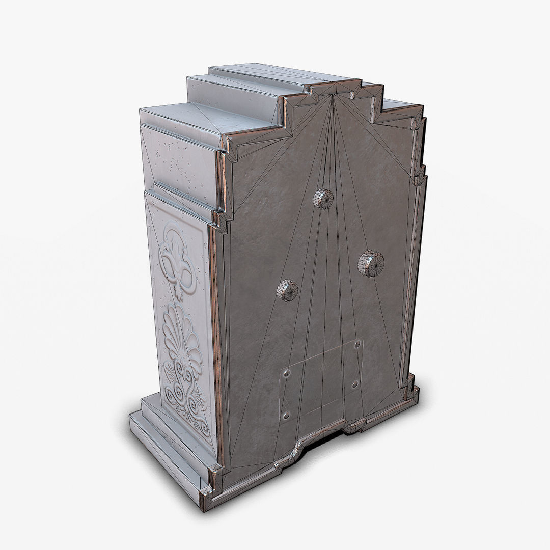 Antique Clock Low-poly 3D model_8