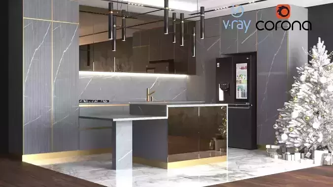 Modern kitchen with gres doors