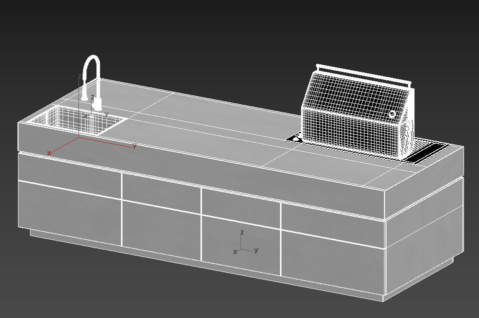 BBq - Island Steel with grill and sink 3D model_2