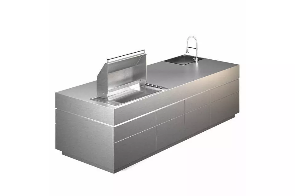 BBq - Island Steel with grill and sink 3D model_0