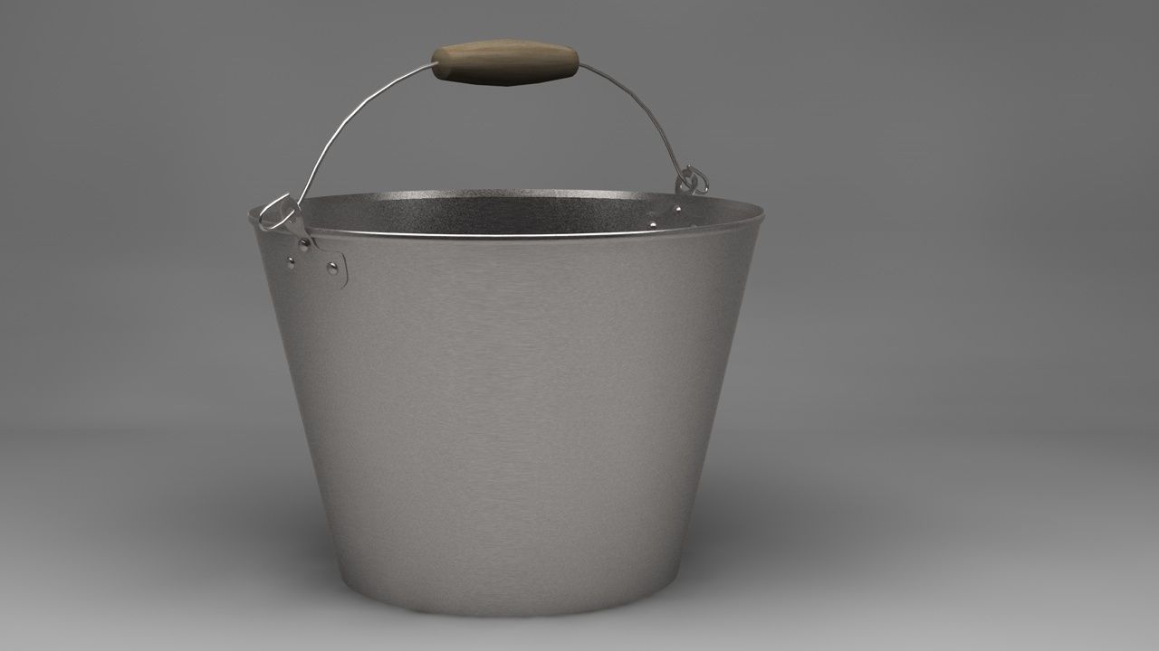 Bucket metal with handle Low-poly 3D model_1