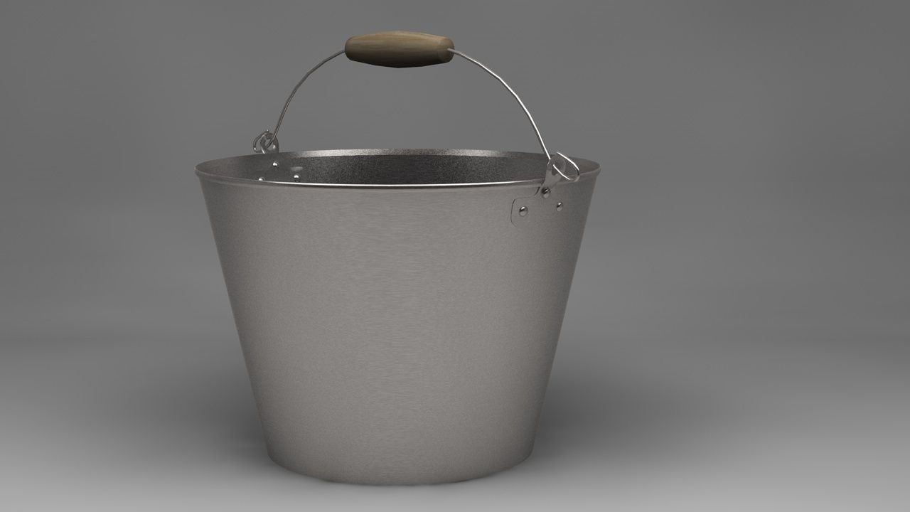 Bucket metal with handle Low-poly 3D model_3