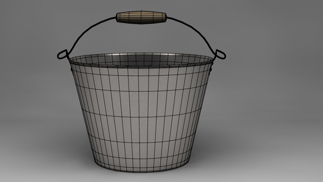 Bucket metal with handle Low-poly 3D model_4