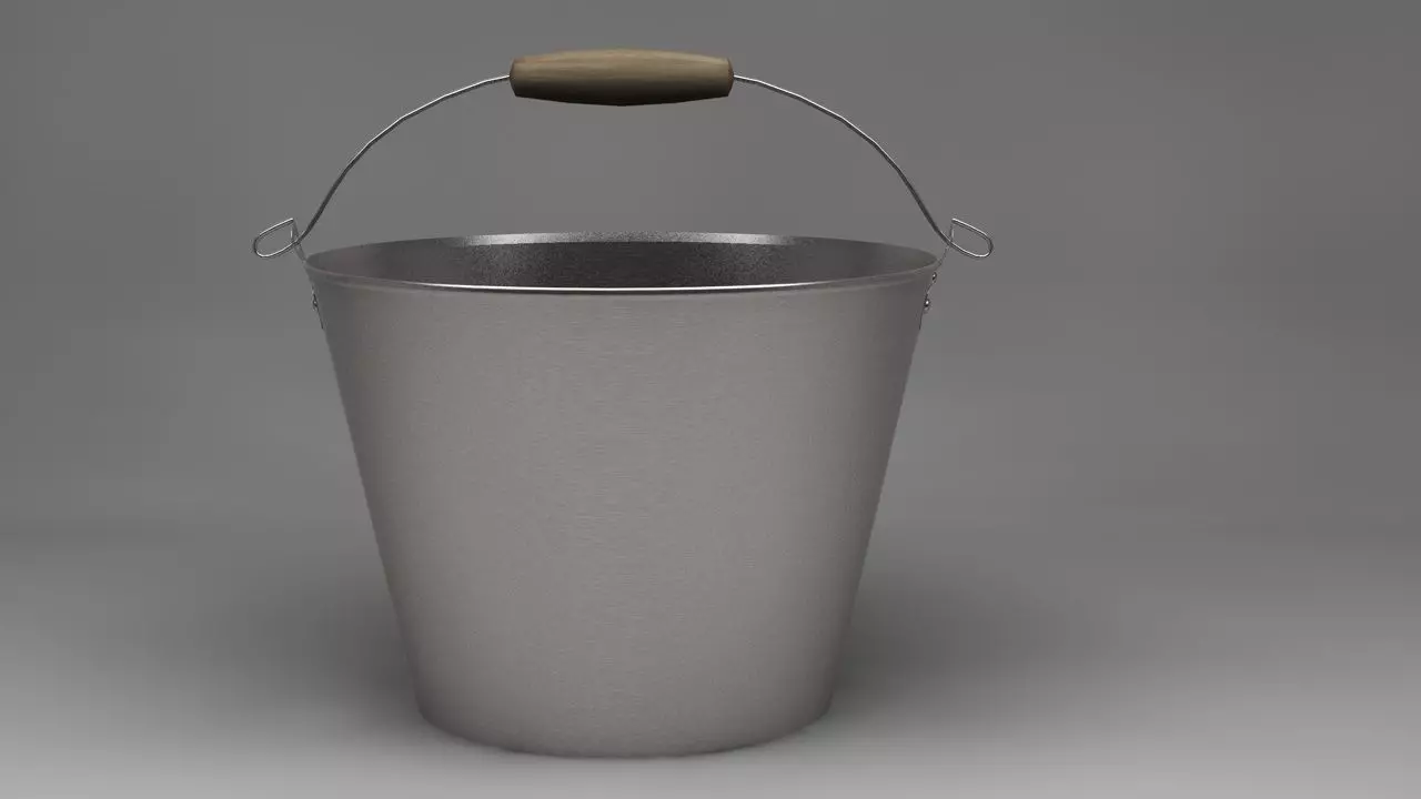 Bucket metal with handle Low-poly 3D model_0