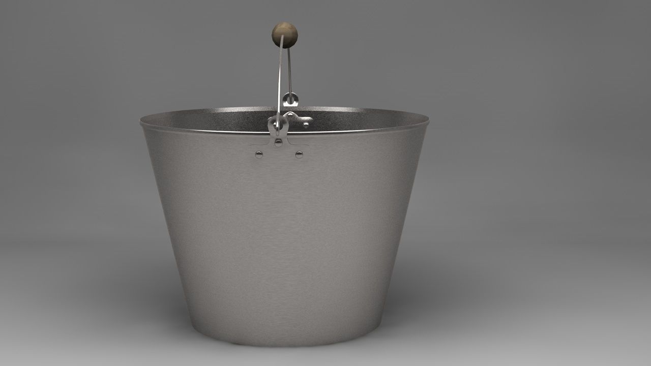 Bucket metal with handle Low-poly 3D model_2