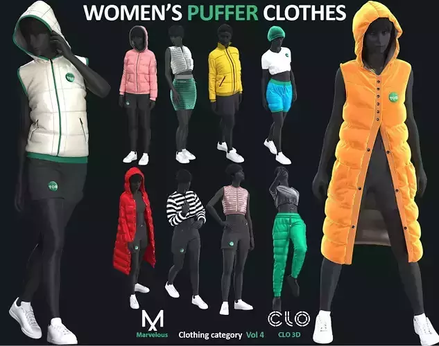 11 PUFFER CLOTHES  - Marvelous clo3d zprj obj fbx