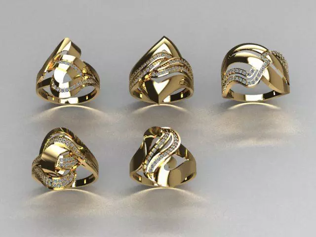 there are 5 jewelry rings  in this file  3D Model Collection_0