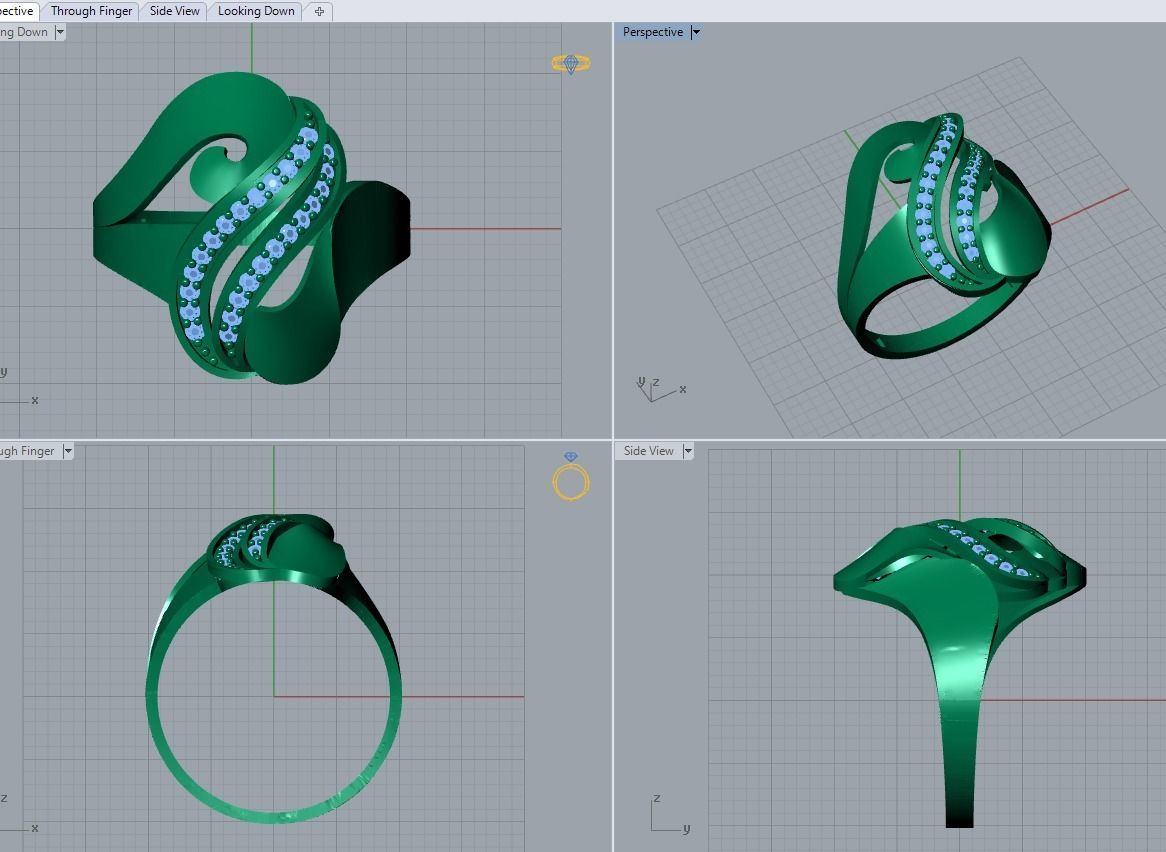 there are 5 jewelry rings  in this file  3D Model Collection_34