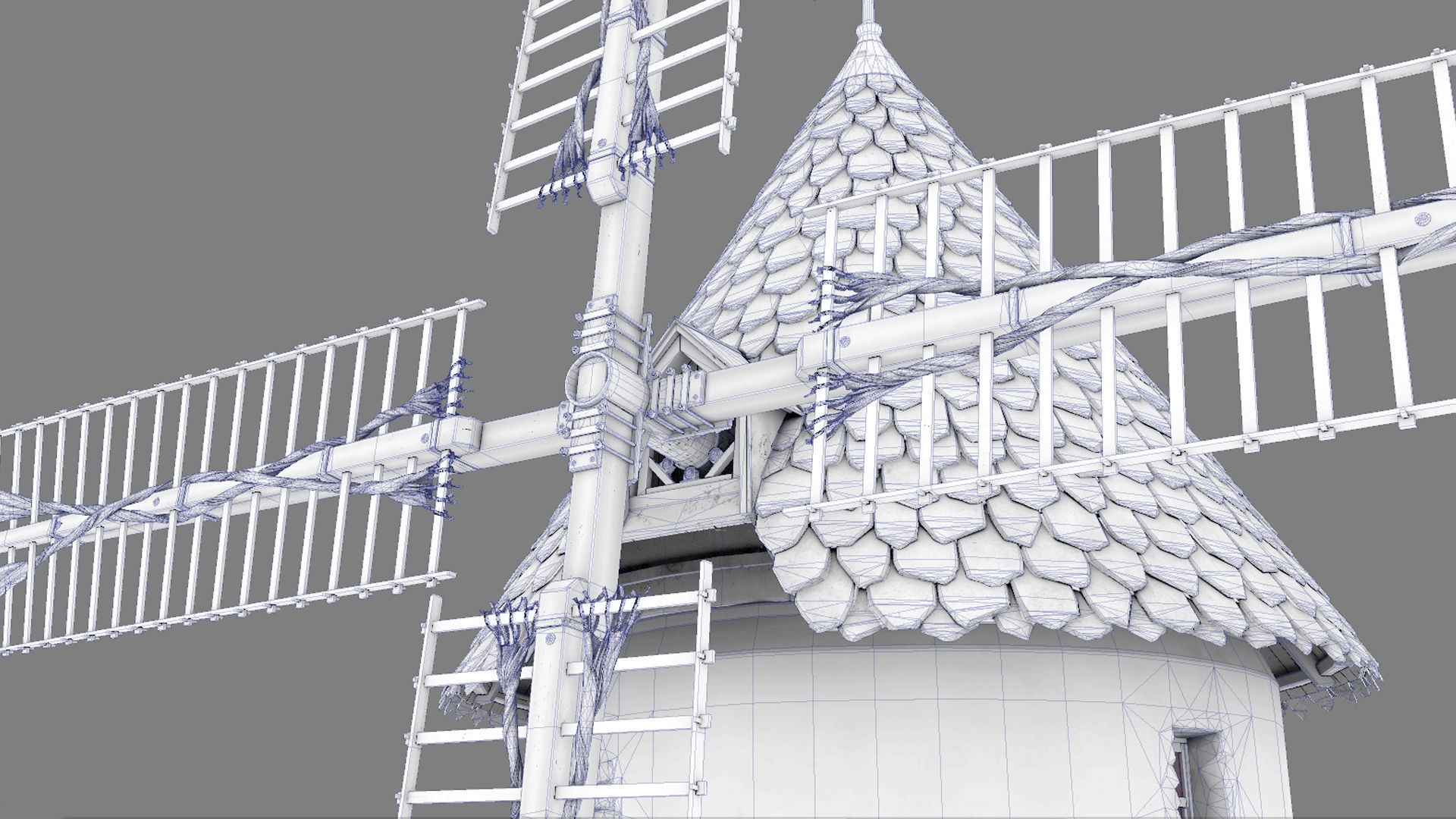 France Windmill Largny-sur-Automne Low-poly 3D model_24