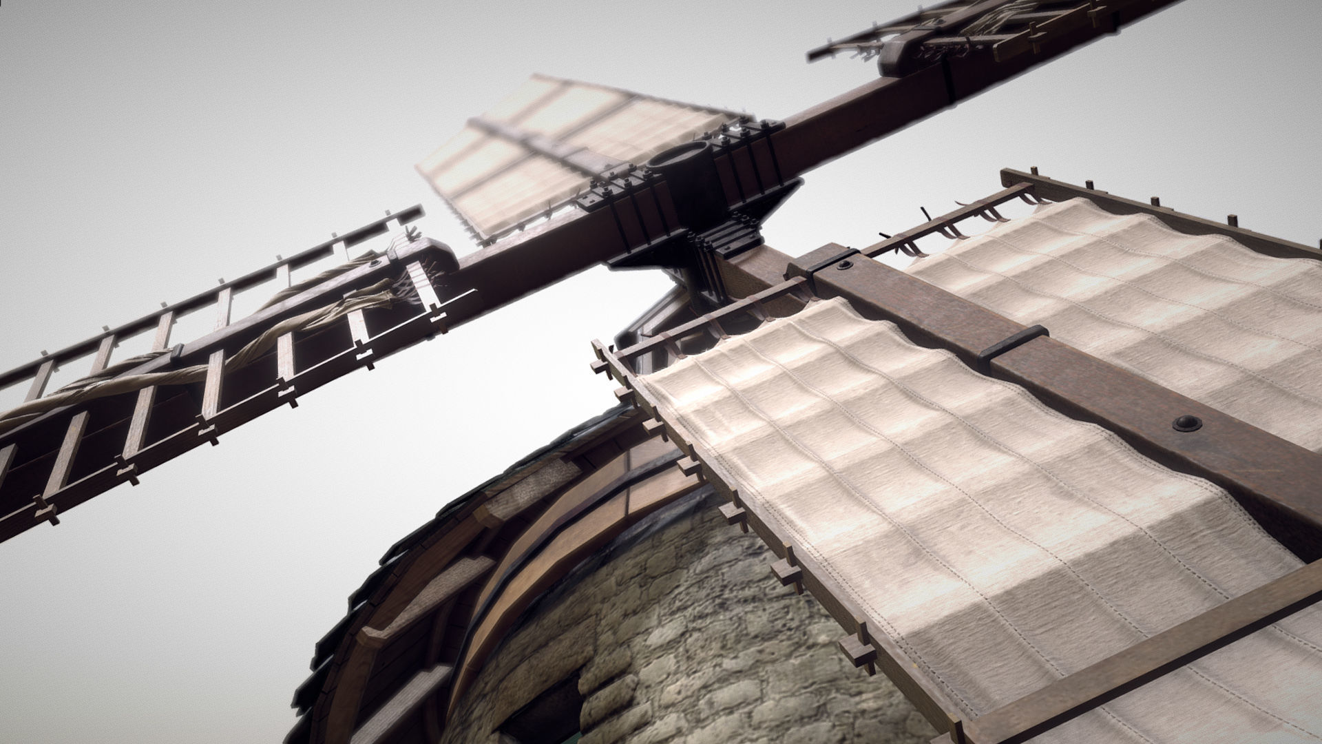 France Windmill Largny-sur-Automne Low-poly 3D model_17