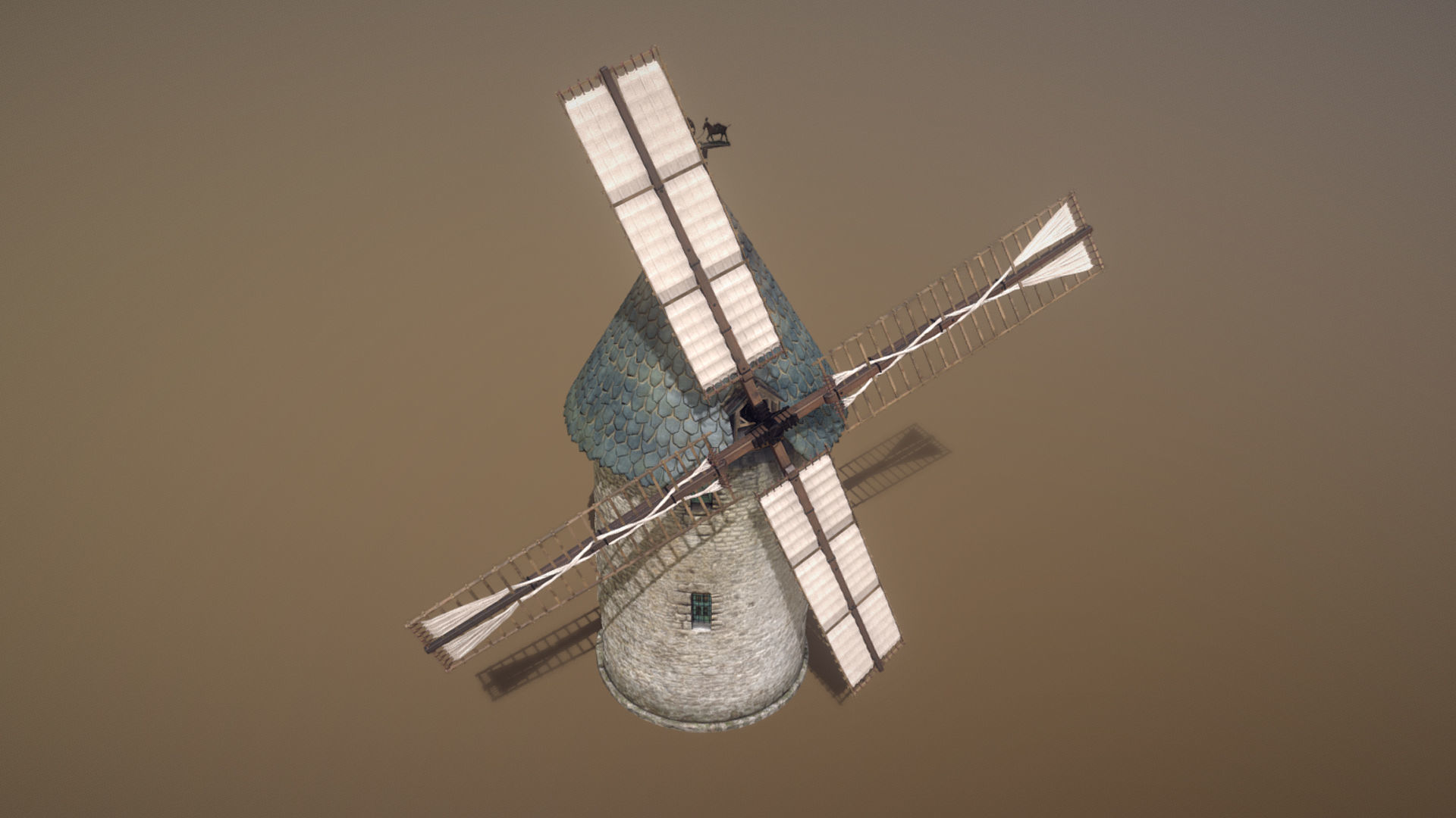 France Windmill Largny-sur-Automne Low-poly 3D model_13