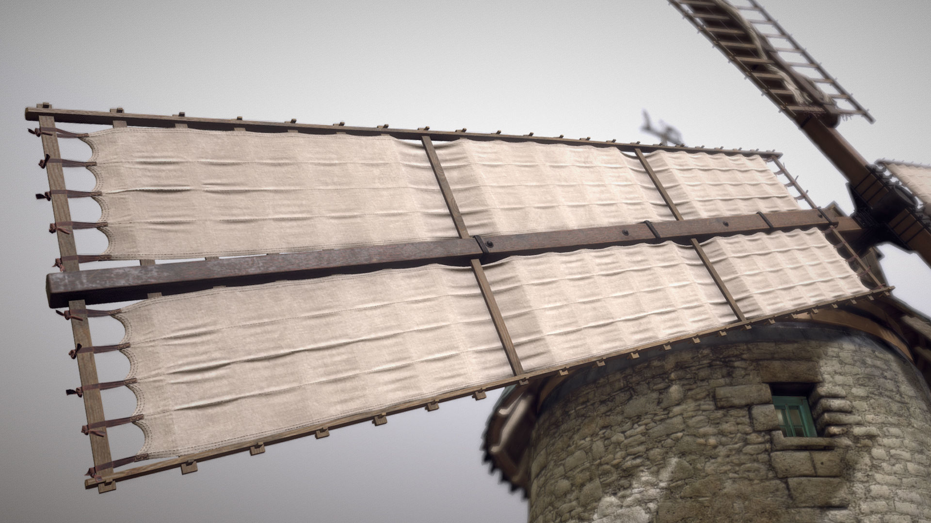 France Windmill Largny-sur-Automne Low-poly 3D model_23