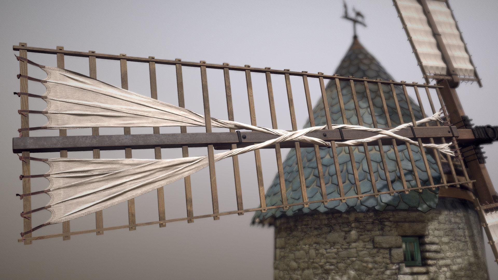 France Windmill Largny-sur-Automne Low-poly 3D model_22