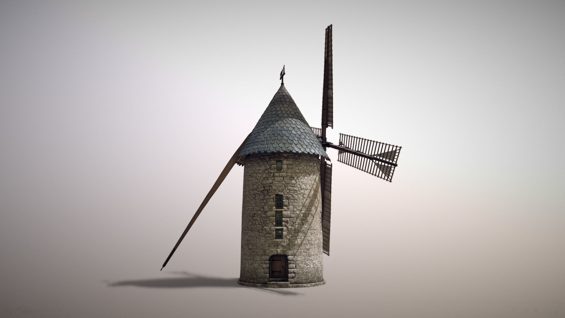 France Windmill Largny-sur-Automne Low-poly 3D model_10